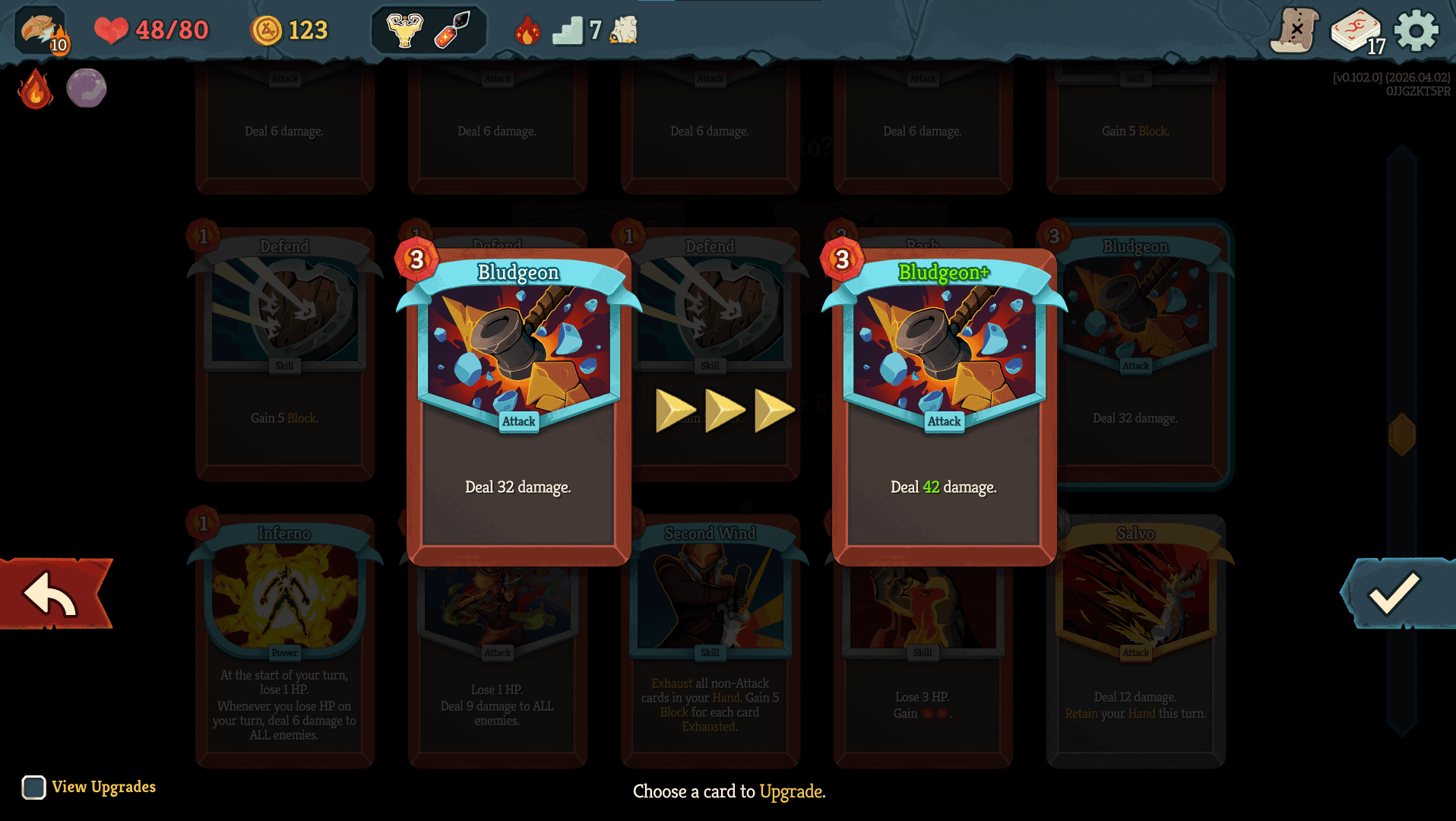 Bludgeon card and upgrade potential shown in Slay the Spire 2
