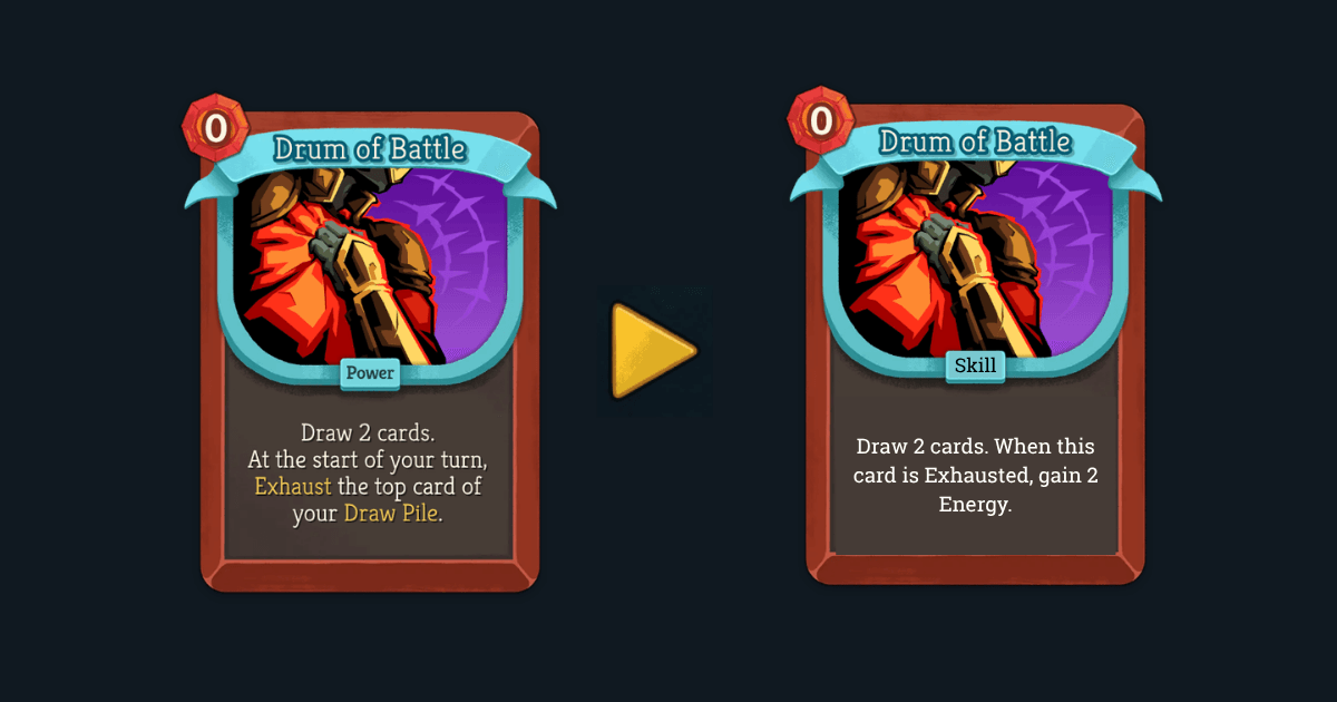 v0.104.0 patch drum of battle card change