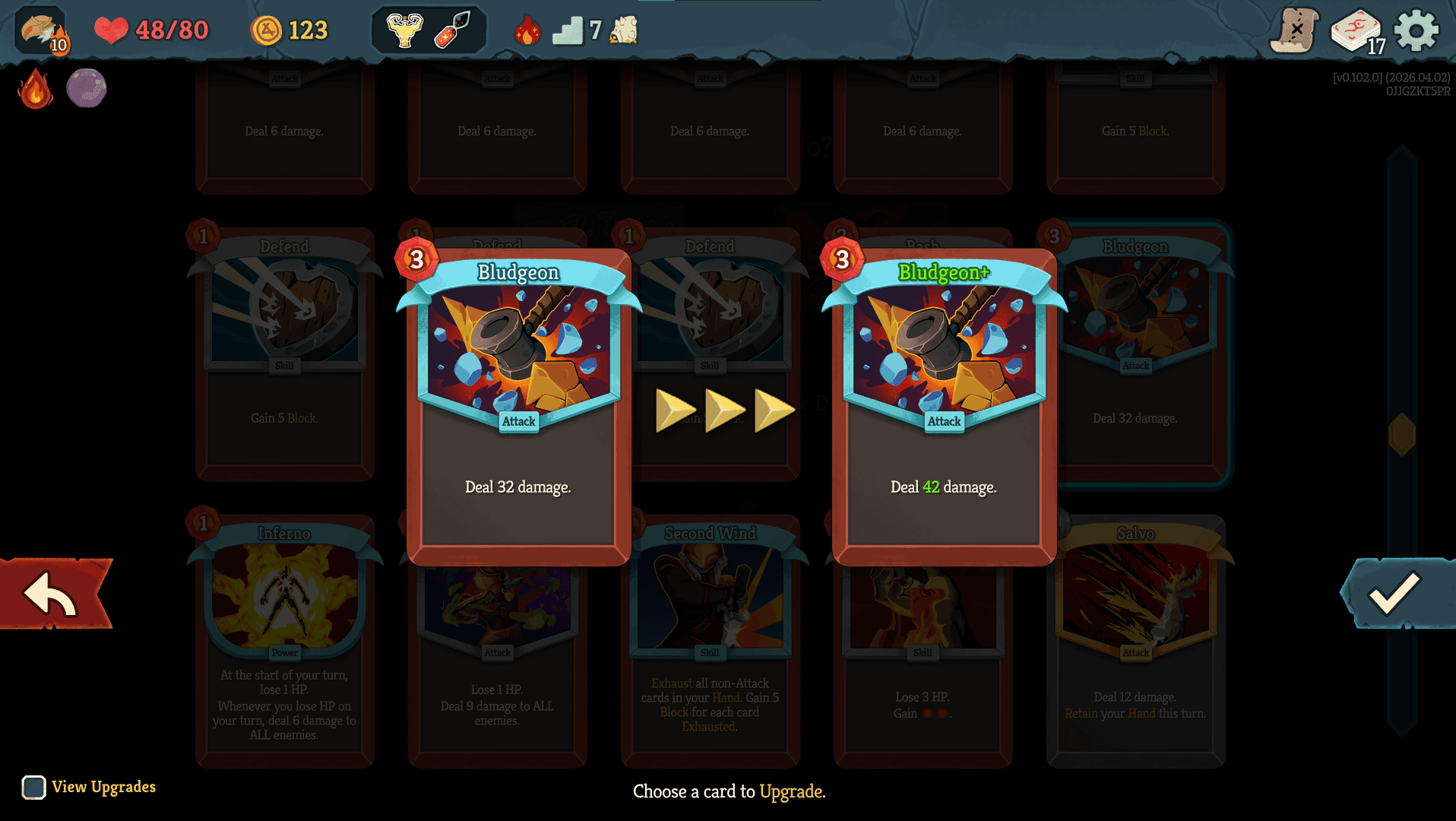 Bludgeon card and upgrade potential shown in Slay the Spire 2